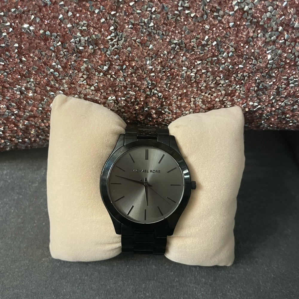 MICHAEL KORS Oversized Slim Runway Black-Tone Watch